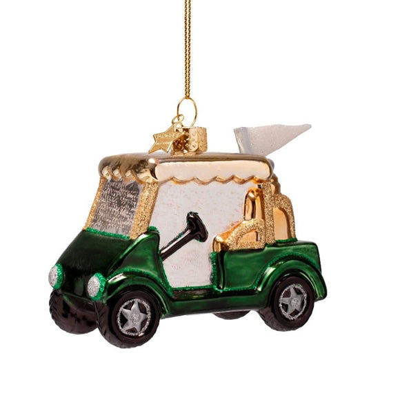 Ornament glass night green golf car H3.5