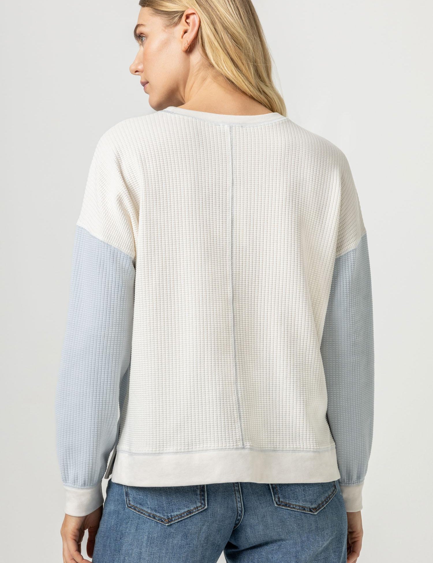 Two-Toned Waffle Sweatshirt