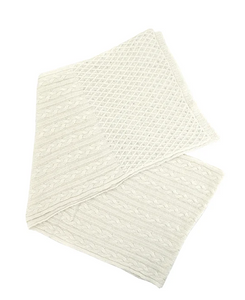 White Cable Knit Sparkle Scarf- SCAN65