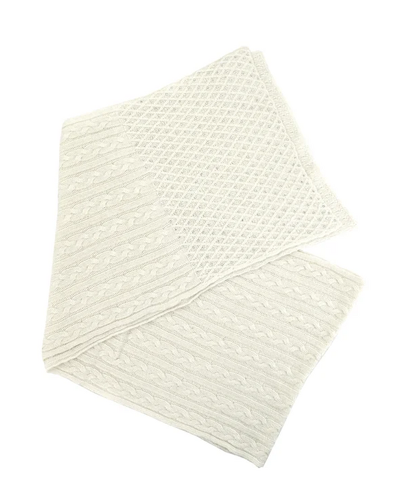 White Cable Knit Sparkle Scarf- SCAN65