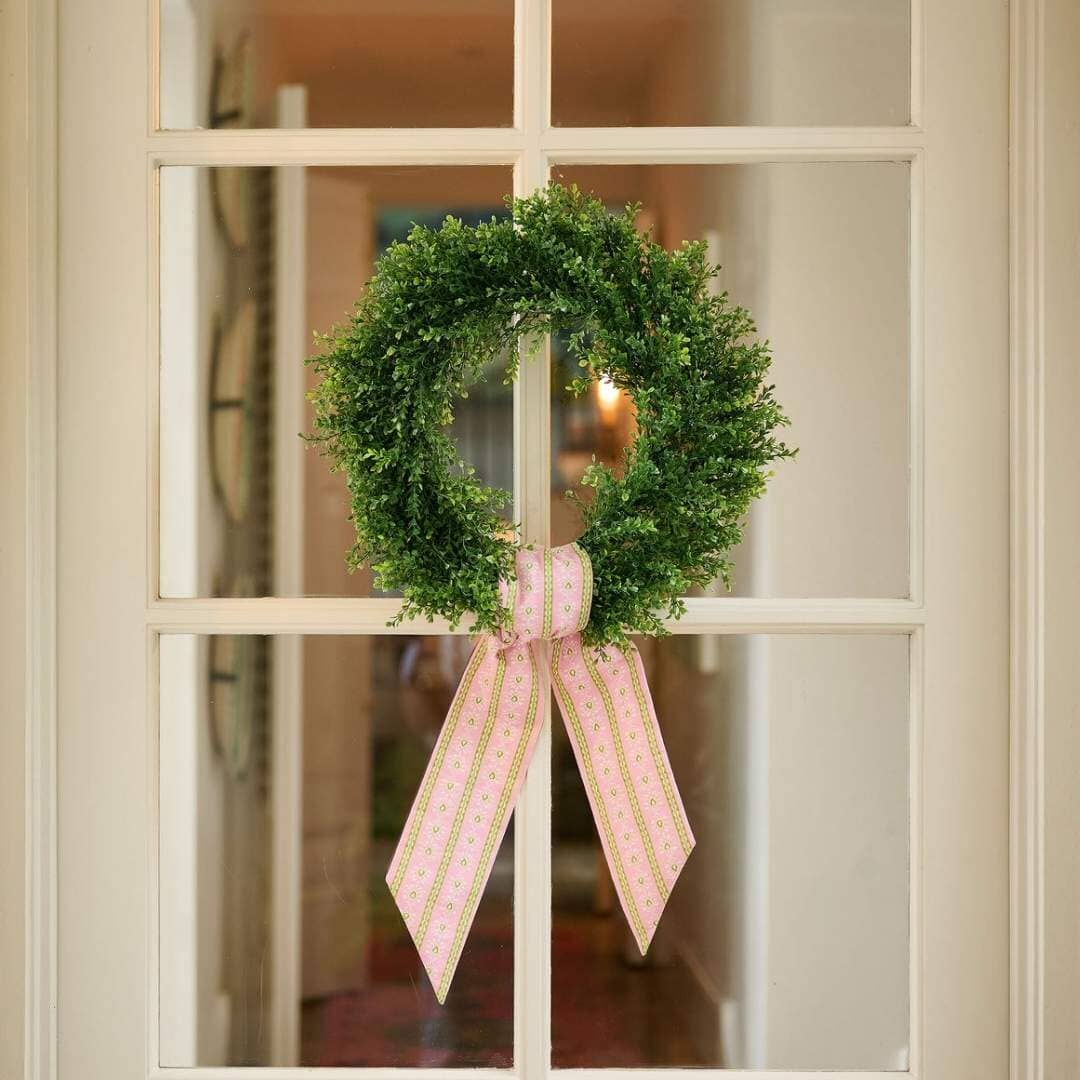 a wreath on a door