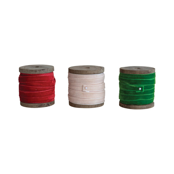 Velvet Ribbon on Wood Spool