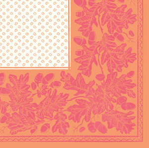 CN Oak Leaves & Acorns Orange/Fuchsia Paper Linen