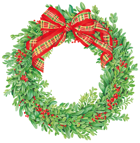 Boxwood and Berries Wreath Placemats Set of 4