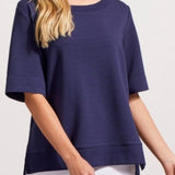 Boat Neck Blouse Side Slits