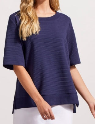 Boat Neck Blouse Side Slits
