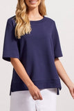 Boat Neck Blouse Side Slits