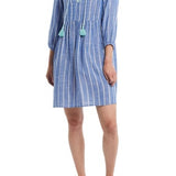 3/4 Slv Empire Waist Dress-Seashore