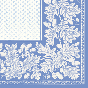 CN Oak Leaves & Acorns French Blue/White Paper Linen