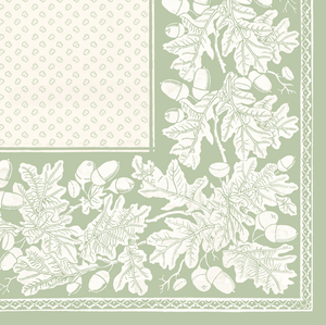 CN Oak Leaves & Acorns Sage Paper Linen