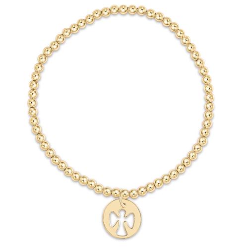 Classic Gold 3mm Bead Bracelet- Guardian Angel Gold Disc