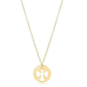 16" Necklace Gold- Guardian Angel Gold Disc