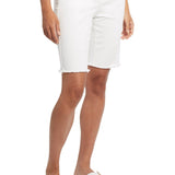 Audrey Bermuda With Raw Hem- White
