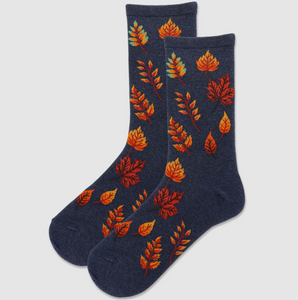 Autumn Leaves Socks- Navy