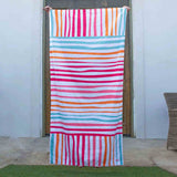 Barbados Stripe Beach Towel Hot Pink/Melon/Orange/Aruba Blue 34x70