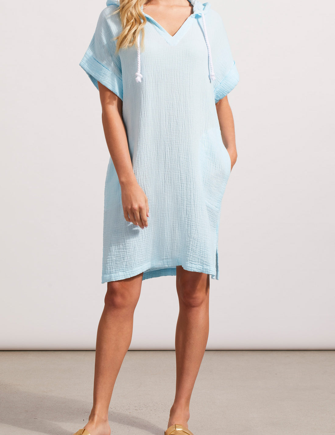 Crinkle Cotton Hooded Beach Dress