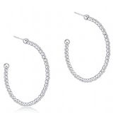Beaded Classic 1.25" Post Hoop- 2mm Sterling