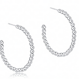 Beaded Classic 1.25" Post Hoop- 3mm Sterling