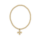 Extends Classic Gold 3mm Bracelet - Signature Cross 4mm Beaded Gold Charm