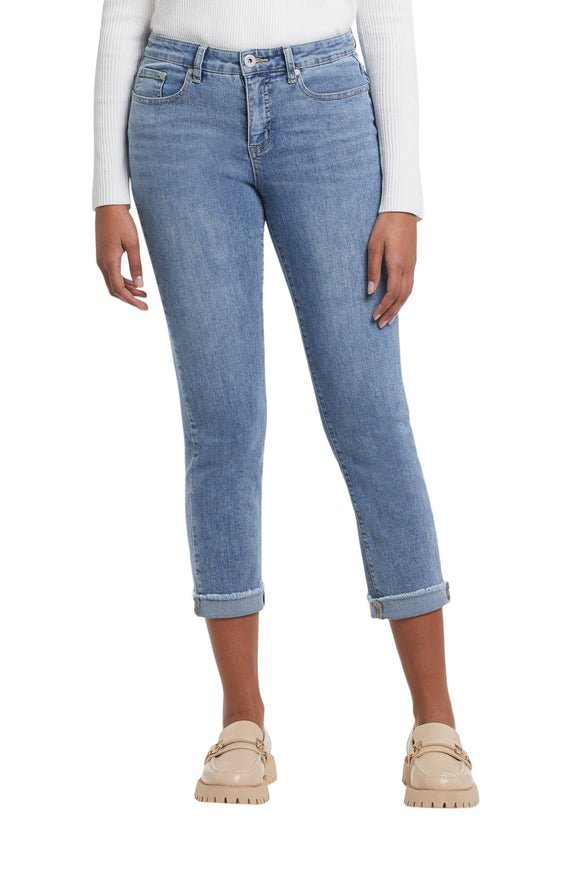 Audrey 5 Pocket Girlfriend Capri- Blue Coast