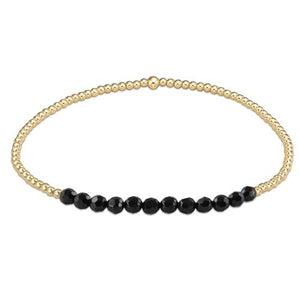 Gold Bliss 2MM Bead Bracelet- Faceted Onyx