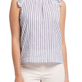Blouse With Ruffle Sleeve- Blue Silver