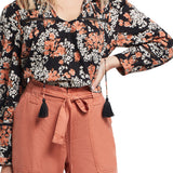 L/S Collar Blouse W/ Tassels- Sunkissed