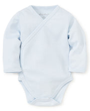 Kissy Pointelle Light Blue LS Cross Bodysuit