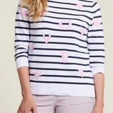 3/4 Sleeve Boat Neck Sweater- Deep Blue