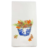 Blue Bowl With Fall Leaves Dishtowel D791