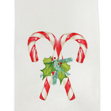 Candy Canes with Greens Dish Towel