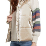 Shiny Short Puffer Vest w/ Pockets- Champagne