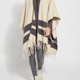 Charolette Sweater Wrap- Rhythm Stripe White