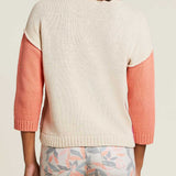 3/4 Sleeve Crewneck Sweater- Phlox Pink