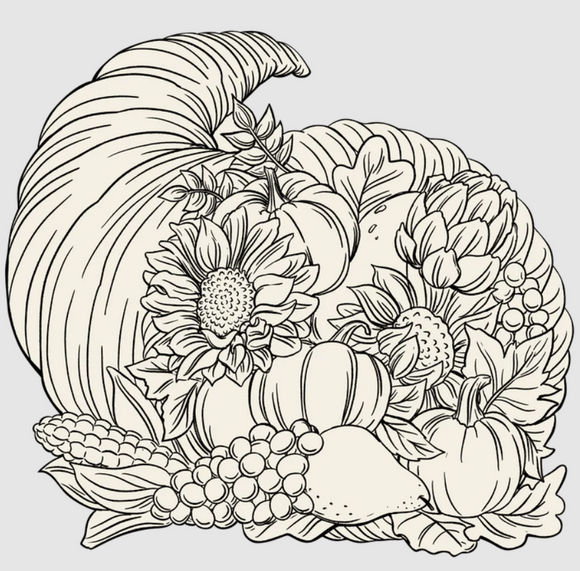 Die Cut Coloring Cornucopia Placemat