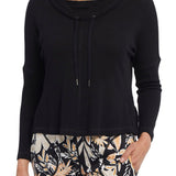 3/4 Sleeve Cowl Neck Top- Black