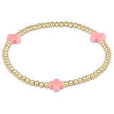 Signature Cross 3mm Gold Bracelet- Pink