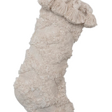 Cotton Slub Stocking with Tufting and Tassels- Cream