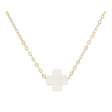 16" Necklace Gold- Signature Cross Off White