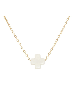 16" Necklace Gold- Signature Cross Off White