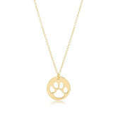 16" Necklace Gold- Paw Print Gold Disc