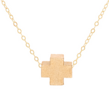 16" Necklace- Signature Cross Matte Gold