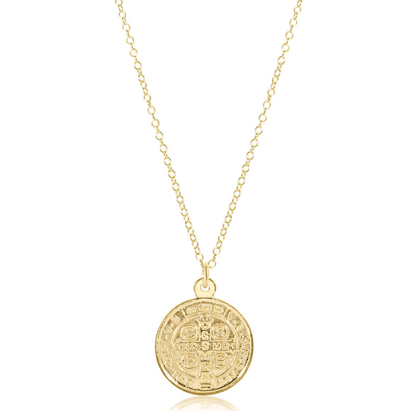 16” Necklace Gold- Blessing Gold Disc