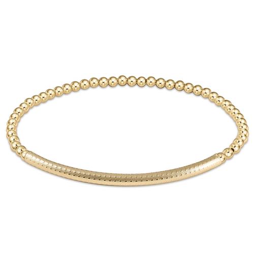 Classic Gold 3mm Bead Bracelet- Bliss Bar Textured