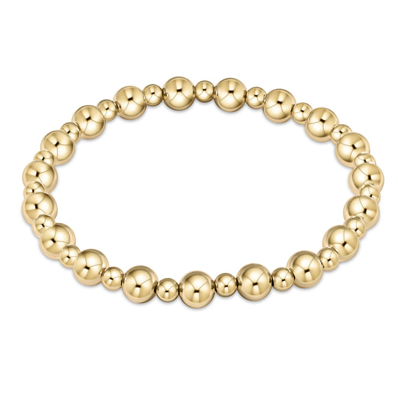 Classic Grateful Pattern 6mm Bead Bracelet- Gold