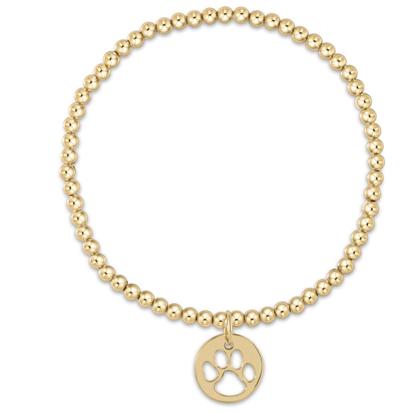 Classic Gold 3mm Bead Bracelet- Paw Print