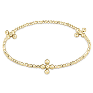 Signature Cross Gold Pattern 2mm Bead Bracelet- Classic Beaded Signature Cross Gold- 3mm Bead Gold