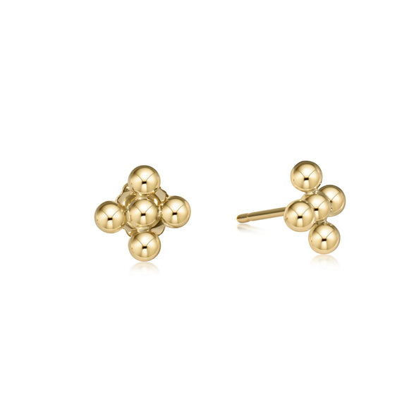 Classic Beaded Signature Cross Stud- 3mm Bead Gold