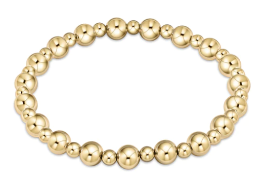 enewton Extends- Classic Grateful Pattern 6mm Bead Bracelet- Gold