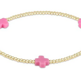 egirl Signature Cross Gold Pattern 3mm Bead Bracelet | Bright Pink